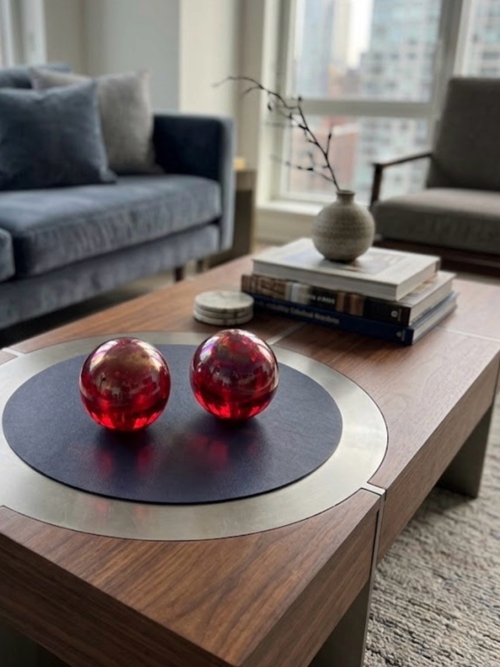 Red Decorative Glass Orbs - Home Art Accent